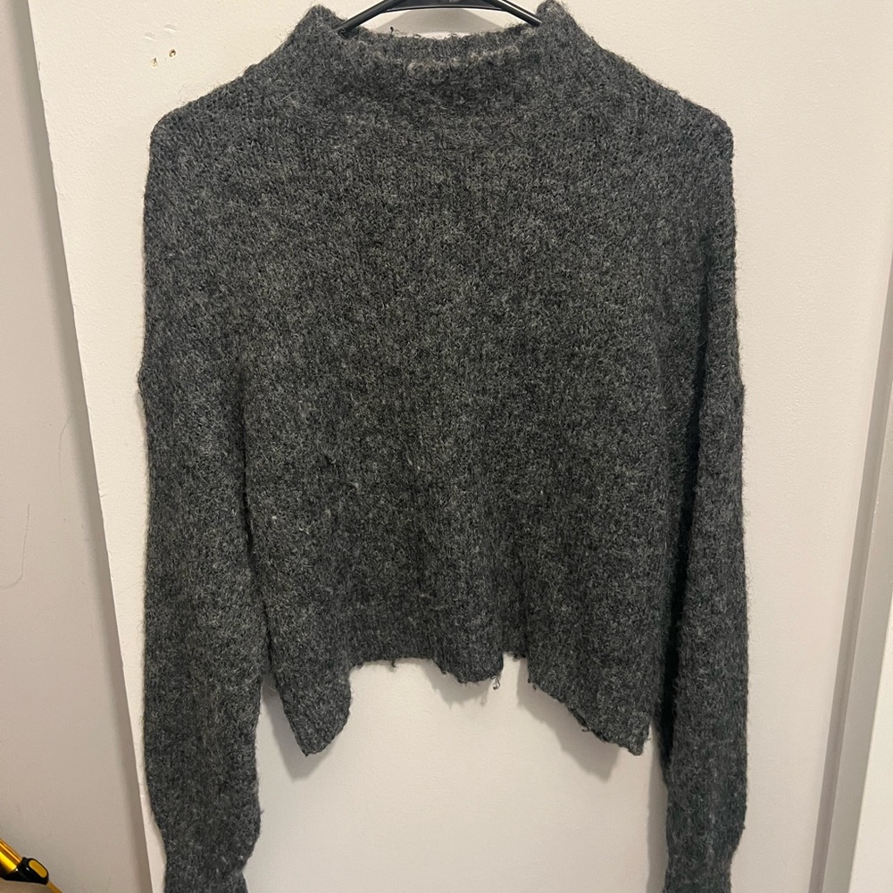 Cozy Gray Mock Neck Women's Sweater